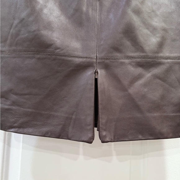 Anne Klein Brown Leather Skirt Size 8 - Picture 3 of 14